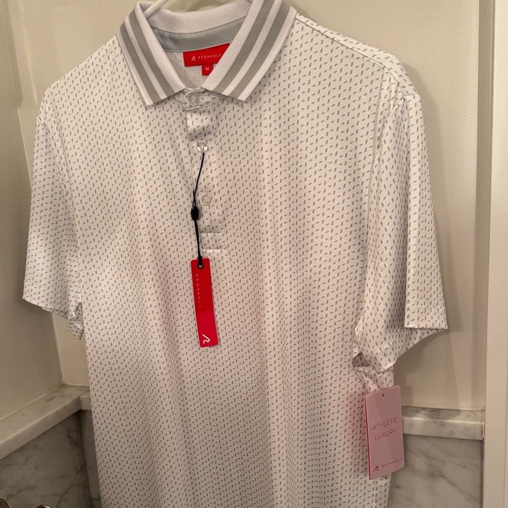 Athletic Luxury White Patterned Polo Shirt